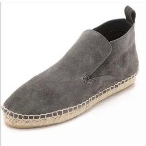 Vince Ronan Suede Slip/Pull On Espadrille Flat Ankle Booties-Women’s 8-Gray-Fall